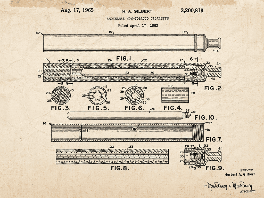 Druhý pokus ako priniesť svetu elektronickú cigaretu uskutočnil vynálezca menom Herbert A. Gilbert.